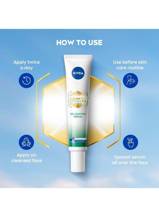 NIVEA Luminous Even Glow Oil Control Face Crème & Moisturiser Serum with Thiamidol (60X more effective than Vitamin C), Salicylic Acid, Hyaluronic Acid, Green Tree extracts for Dark Spots Reduction & Hydration| 10ml - Image 3